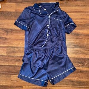 Blue Silky Pajama Set